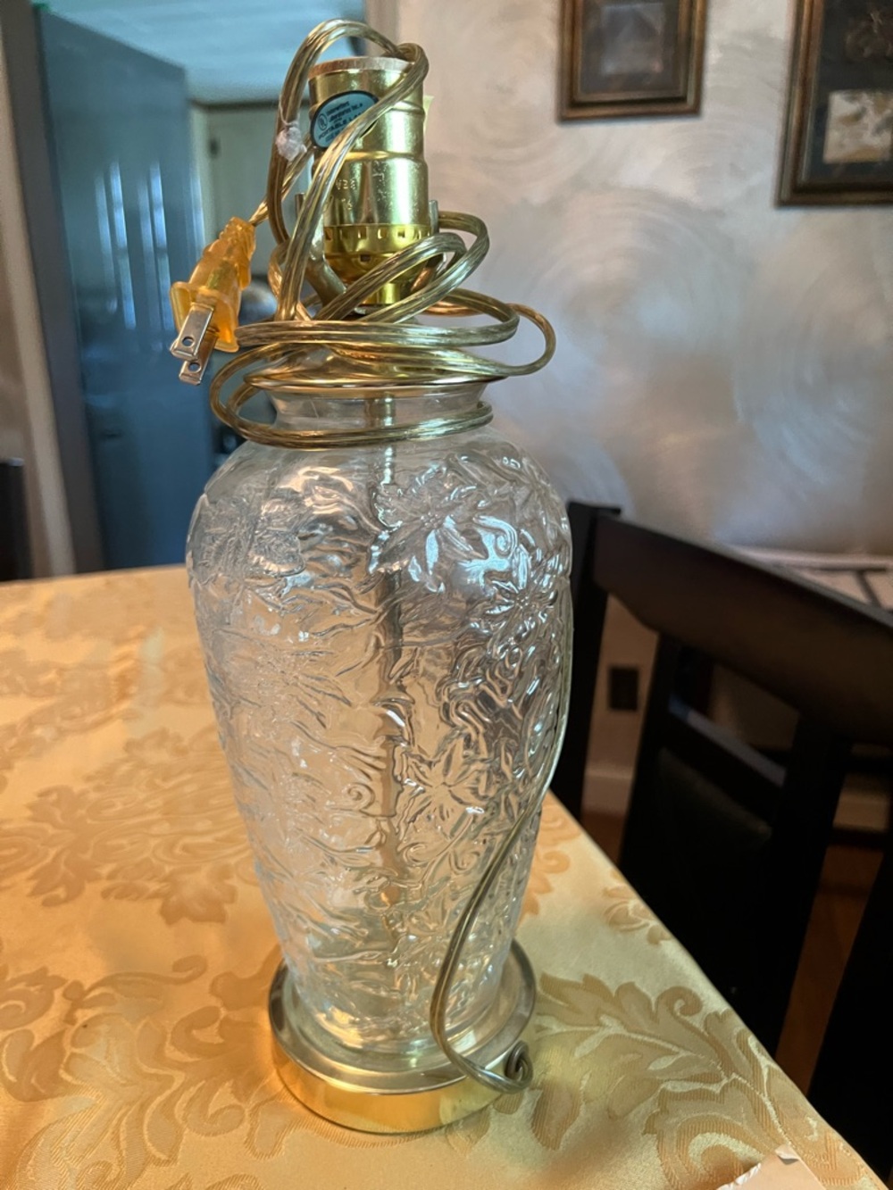 Princess House Fantasia Glass Table Lamp with Gold Hardware